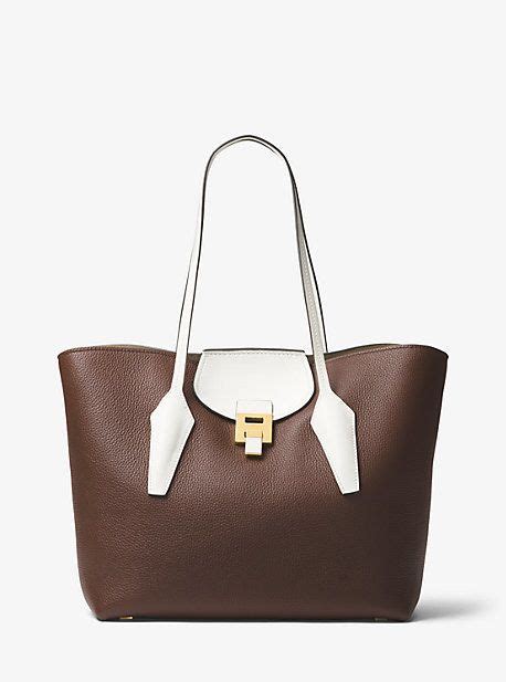 michael kors bancroft color-block pebbled leather tote|Bancroft Large Pebbled Calf Leather Satchel .